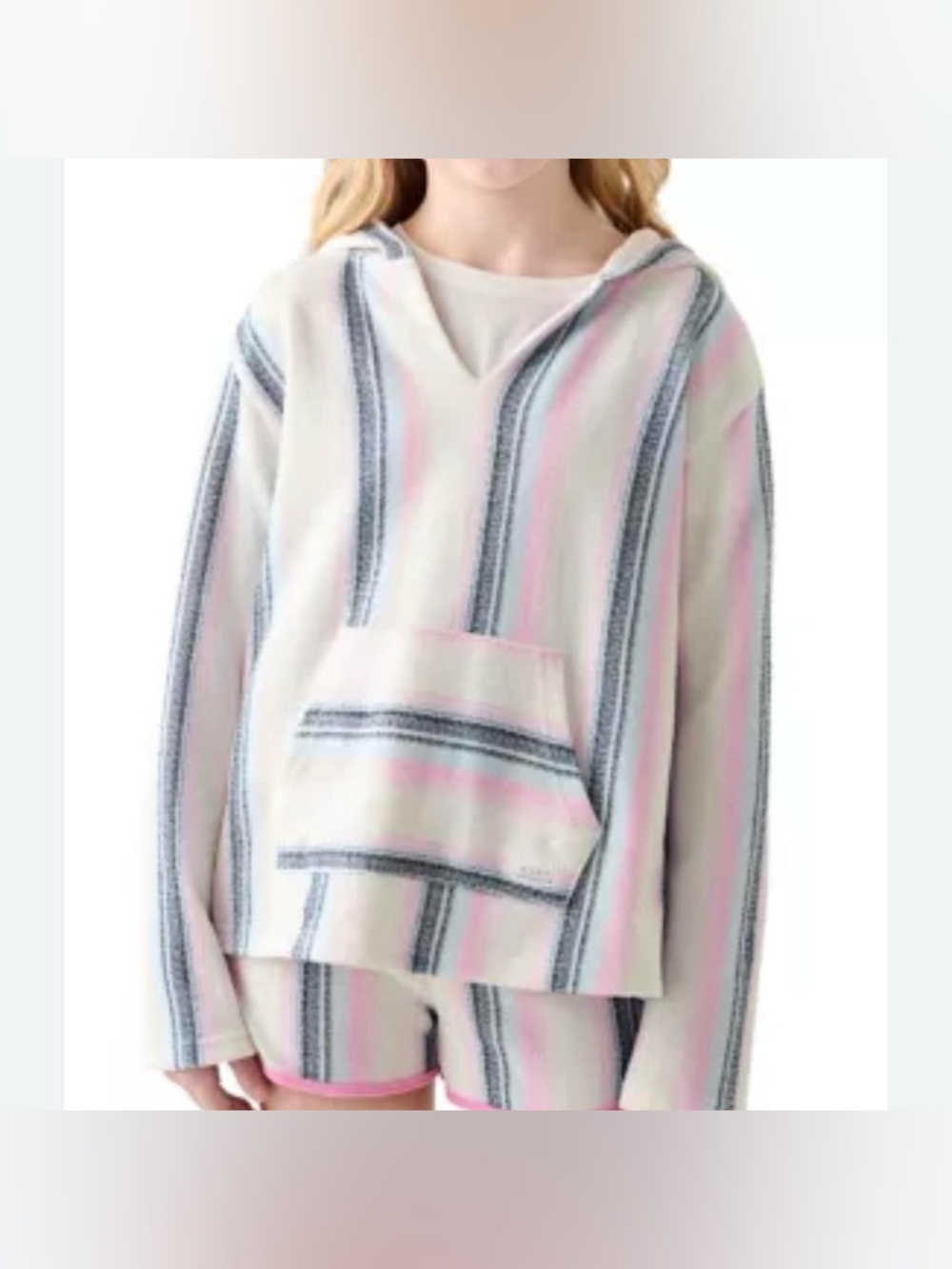 Roxy Girls Hoodie with Pink and black Stripe